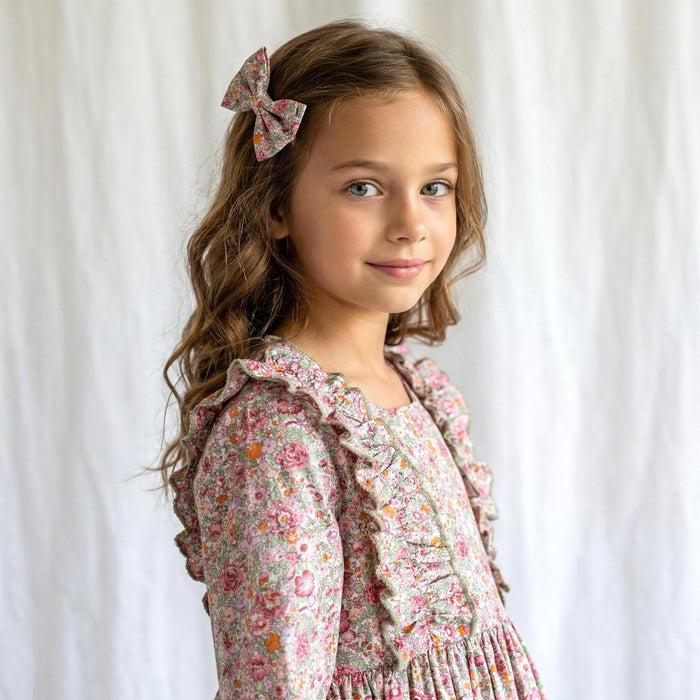 Liberty London Wedding Flower Girl Dress, Handmade Heirloom Children Clothing, Sustainable Tailoring Floral-Print Outfits