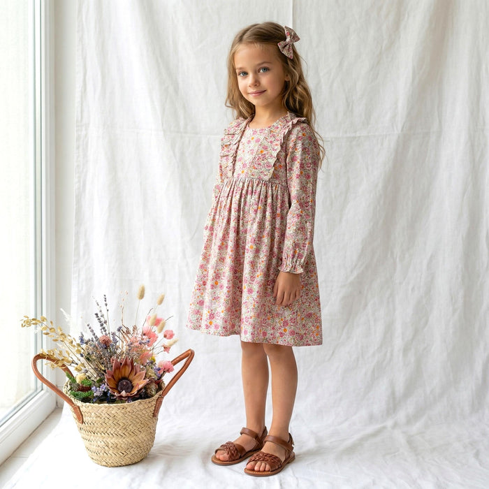 Liberty London Wedding Flower Girl Dress, Handmade Heirloom Children Clothing, Sustainable Tailoring Floral-Print Outfits