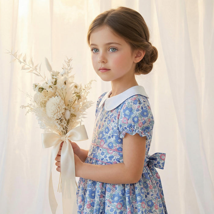 Liberty London Wedding Flower Girl Dress, Special Occasion Handmade Heirloom Gown, Sustainable Floral-Print Clothing