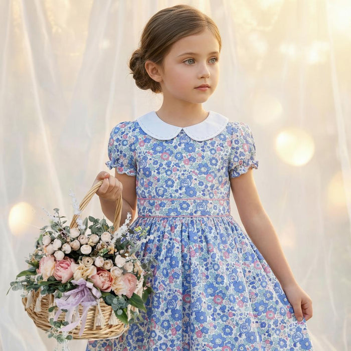 Liberty London Wedding Flower Girl Dress, Special Occasion Handmade Heirloom Gown, Sustainable Floral-Print Clothing