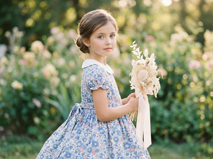 Liberty London Wedding Flower Girl Dress, Special Occasion Handmade Heirloom Gown, Sustainable Floral-Print Clothing