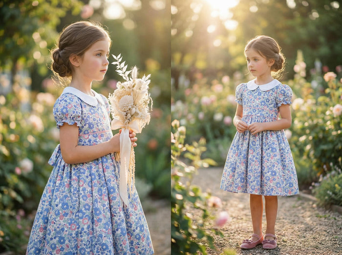 Liberty London Wedding Flower Girl Dress, Special Occasion Handmade Heirloom Gown, Sustainable Floral-Print Clothing