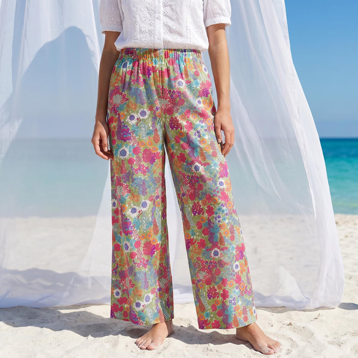 Liberty London Wide-legged Palazzo Pants, Handmade Customised Womenswear, Botanical Cotton Clothing, Personalised Loungewear Trousers