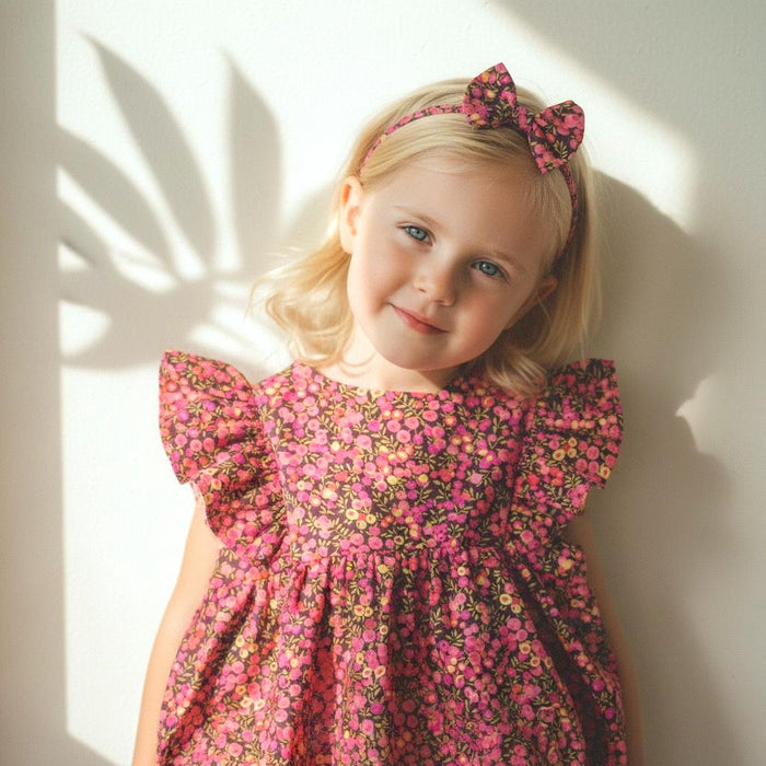 Liberty London Wiltshire Pink Bubble Romper, Cotton Lawn Ditsy Floral Print Onesie