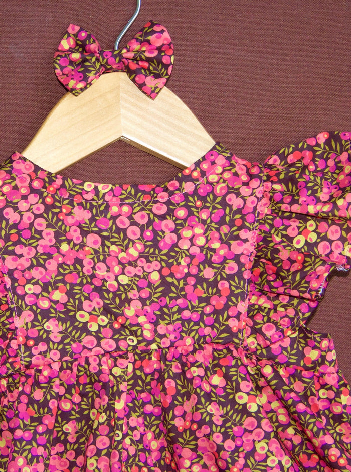 Liberty London Wiltshire Pink Bubble Romper, Cotton Lawn Ditsy Floral Print Onesie