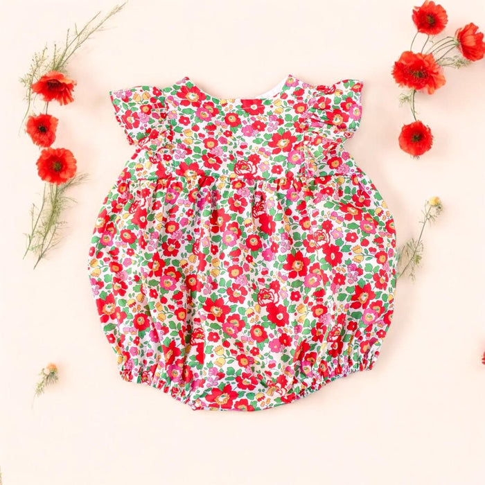 Liberty Print Baby Bubble Romper: Floral Cotton Playsuit