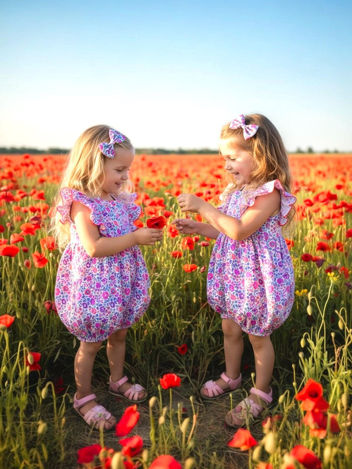 Liberty Print Baby Bubble Romper: Floral Cotton Playsuit