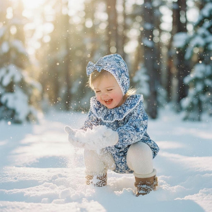 Liberty Ruffle Collar Long Sleeve Bubble Romper: Baby Winter Onesie, Floral Print