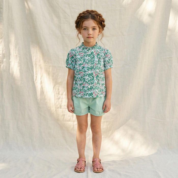 Liberty Tana Lawn Ruffle Collar Top, Ditsy Floral Print Blouse, Cotton Handmade Clothing