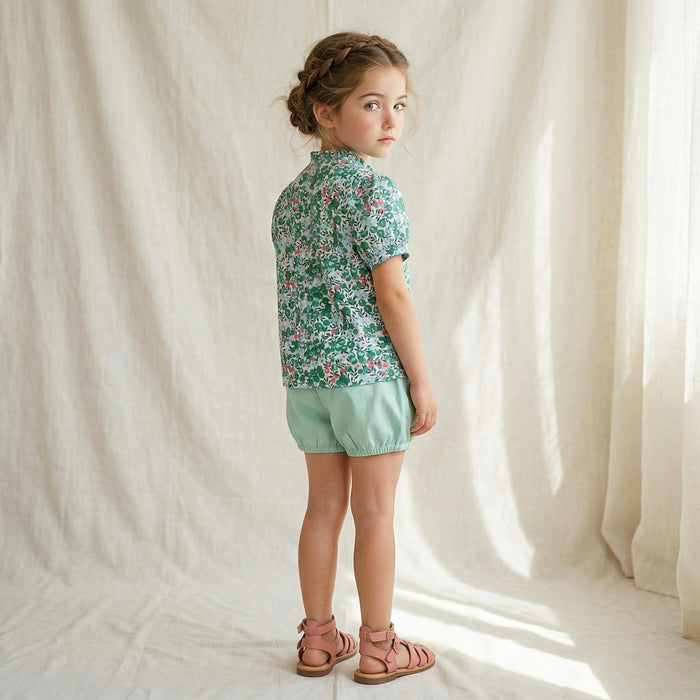Liberty Tana Lawn Ruffle Collar Top, Ditsy Floral Print Blouse, Cotton Handmade Clothing