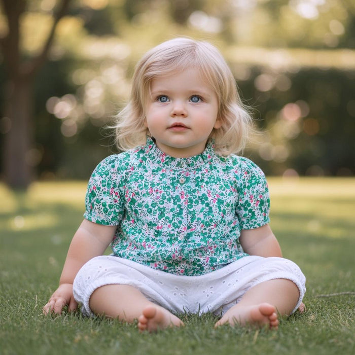 Liberty Tana Lawn Ruffle Collar Top, Ditsy Floral Print Blouse, Cotton Handmade Clothing
