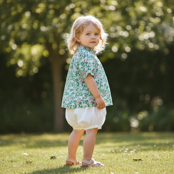 Liberty Tana Lawn Ruffle Collar Top, Ditsy Floral Print Blouse, Cotton Handmade Clothing