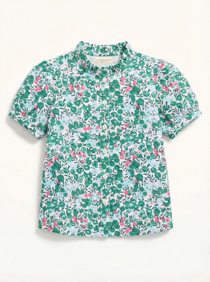 Liberty Tana Lawn Ruffle Collar Top, Ditsy Floral Print Blouse, Cotton Handmade Clothing