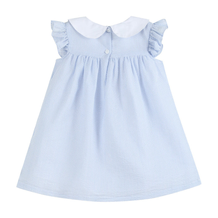 Light Blue Easter Bunny Ruffle Yoke Dress - Lil Cactus