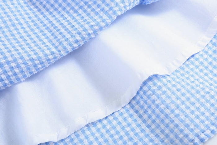 Light Blue Gingham Smocked Dress - Lil Cactus