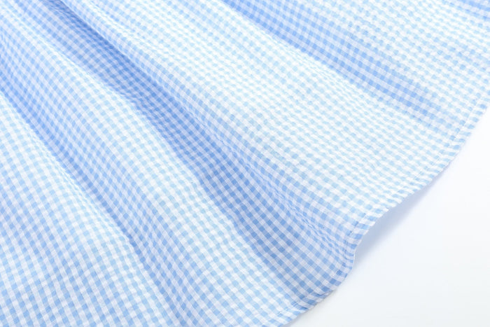 Light Blue Gingham Smocked Dress - Lil Cactus