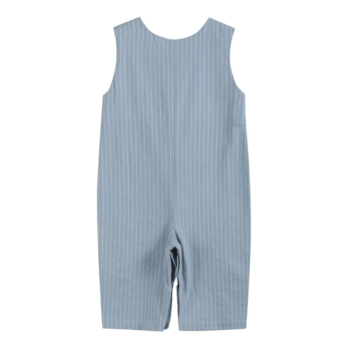 Light Blue Pinstripe Turkey Smocked Overalls - Lil Cactus