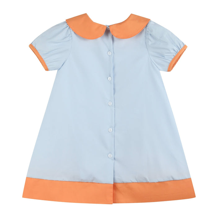 Light Blue Pumpkin Applique Collared Dress - Lil Cactus