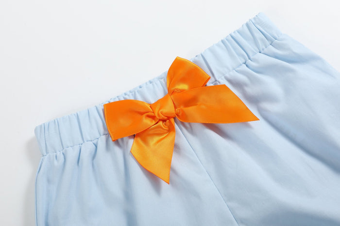 Light Blue Pumpkin Vine Smocked Dress and Bloomers - Lil Cactus
