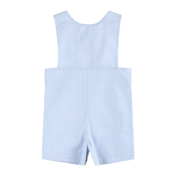Light Blue Seersucker Lil Brother Smocked Jon Jons - Lil Cactus
