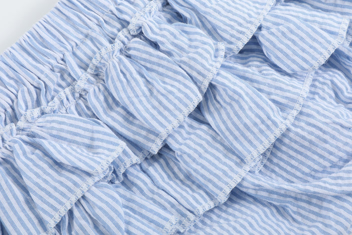 Light Blue Seersucker Turtle 2pc Bloomer Set - Lil Cactus