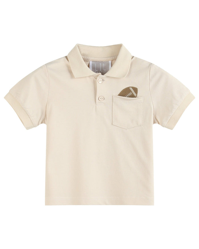 Light Brown Football Pocket Polo Golf Shirt - Lil Cactus