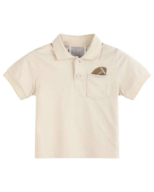 Light Brown Football Pocket Polo Golf Shirt - Lil Cactus