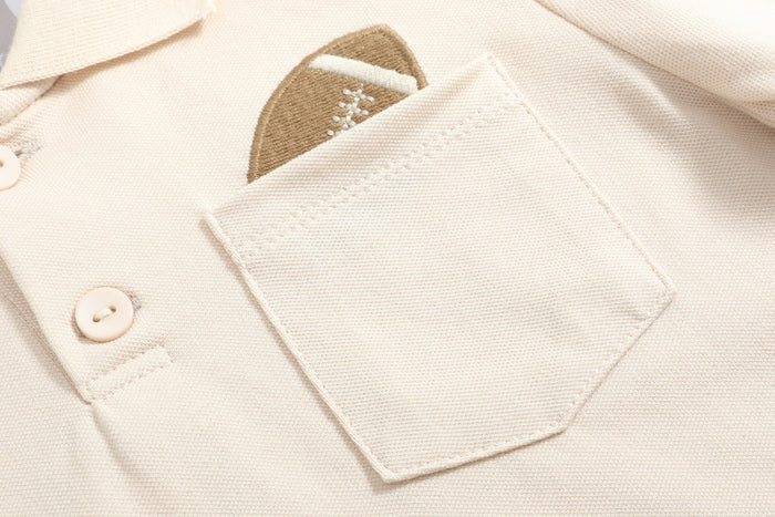 Light Brown Football Pocket Polo Golf Shirt - Lil Cactus