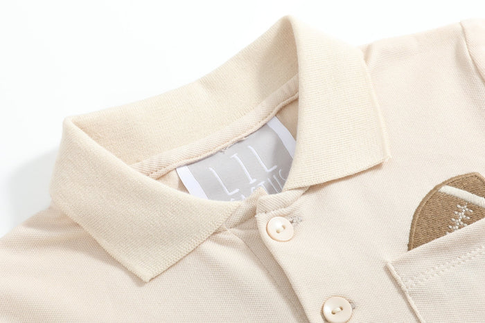 Light Brown Football Pocket Polo Golf Shirt - Lil Cactus