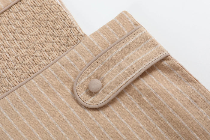 Light Brown Pinstripe Smocked Jon Jons - Lil Cactus