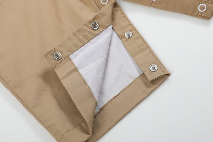 Light Brown Pumpkin Football Truck Overalls - Lil Cactus