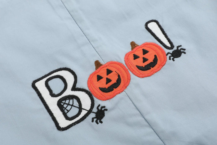 Light Gray 'Boo' Applique Overalls - Lil Cactus