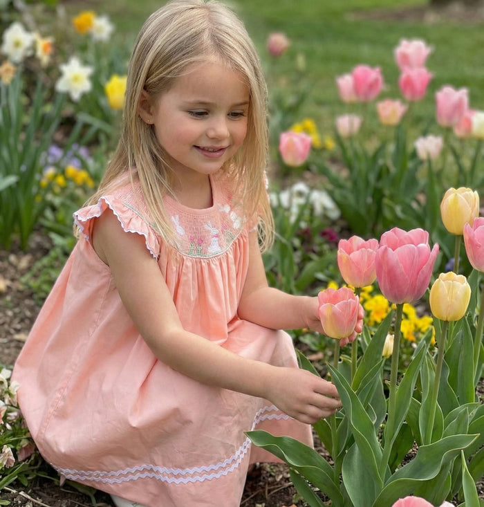 Light Pink Easter Bunny Smocked Bishop Dress - Lil Cactus