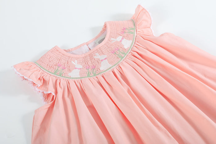 Light Pink Easter Bunny Smocked Bishop Dress - Lil Cactus