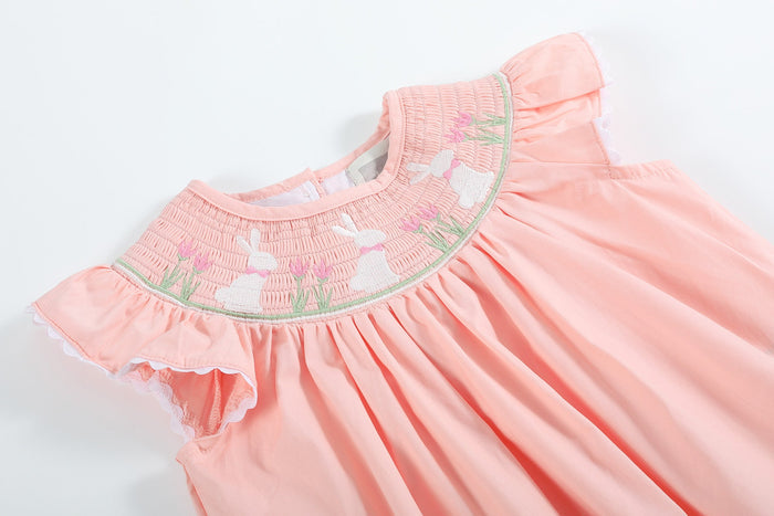 Light Pink Easter Bunny Smocked Top and Bloomer Set - Lil Cactus