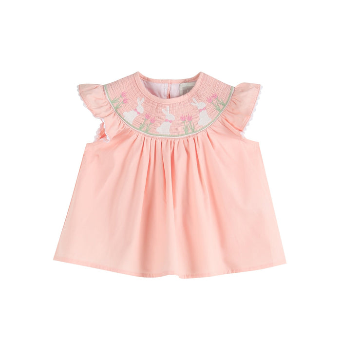 Light Pink Easter Bunny Smocked Top and Bloomer Set - Lil Cactus
