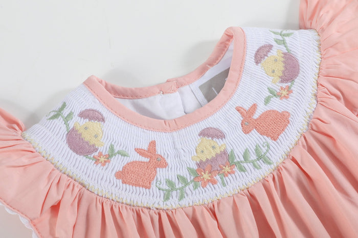 Light Pink Easter Smocked Flutter Romper - Lil Cactus
