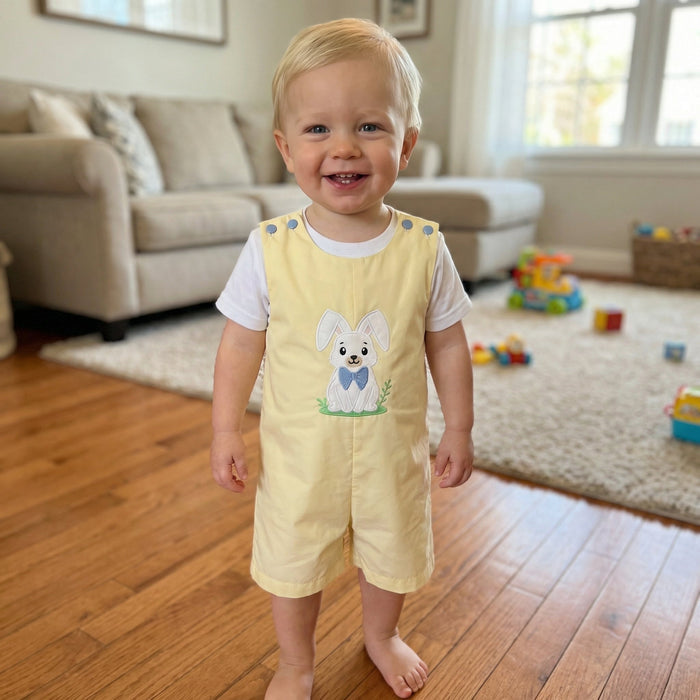 Light Yellow Bunny Shortalls - Lil Cactus