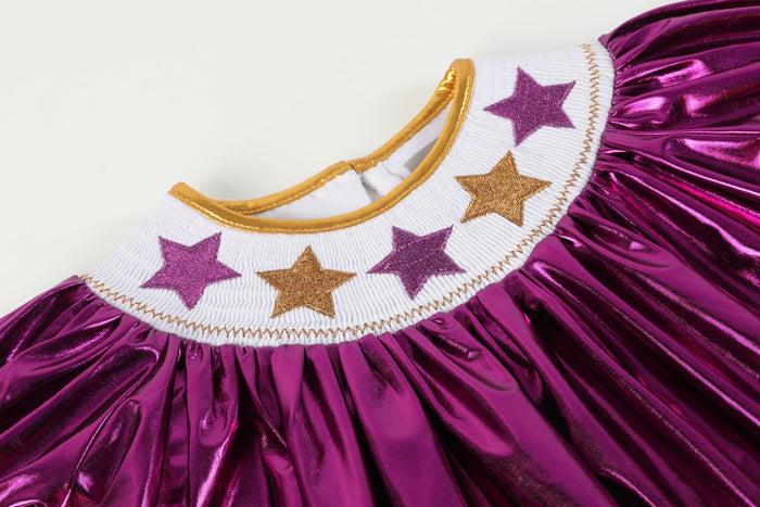 Limited Edition - Louisiana Purple and Gold Star Bishop Dress - Lil Cactus