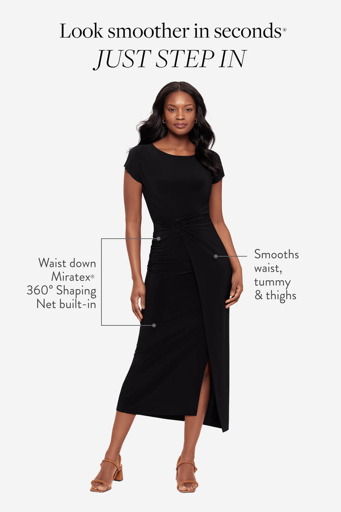 Loki Wrap Front Shaping Dress in Black