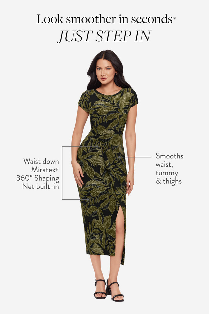 Loki Wrap Front Shaping Dress in Olive Branch
