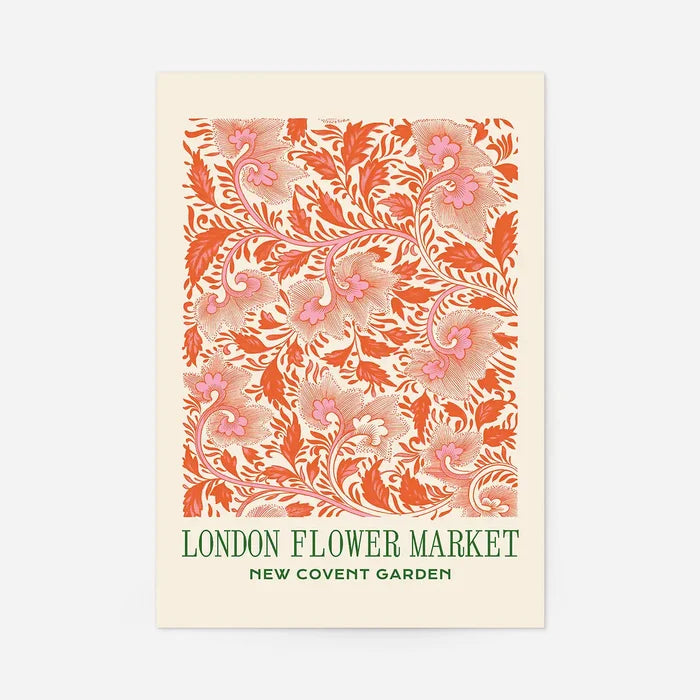 London Flower Market Covent Garden Print, floral art print, unframed in neutral
