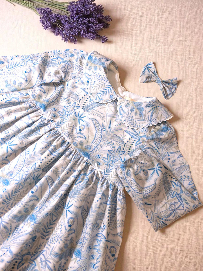 Long Sleeve Liberty London Girl Dress: Peter Pan Collar, Vintage Ditsy Floral Print