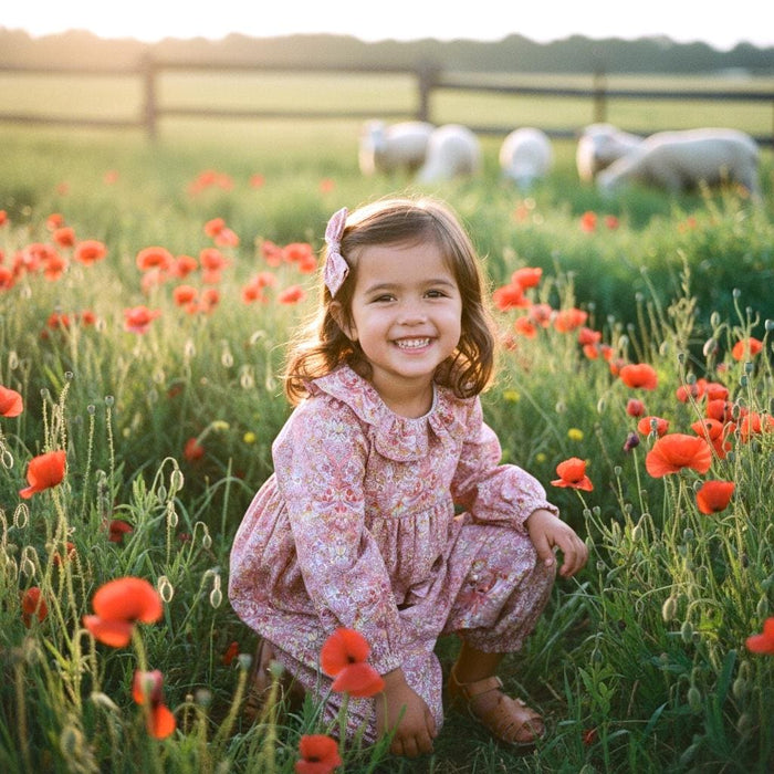 Long Sleeve Liberty London Strawberry Thief Baby Overalls: Cotton Dungarees, Ruffle Pierrot Collar