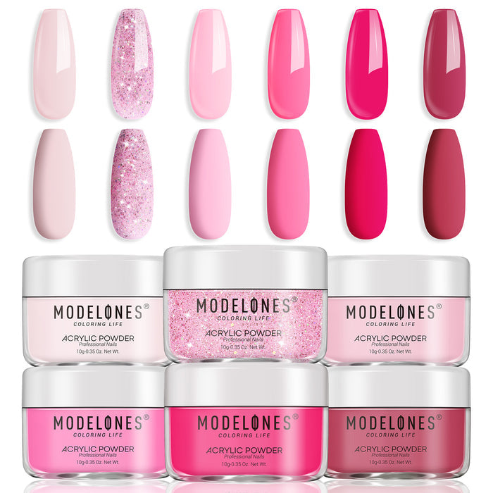 Lovestruck Blush - 6Pcs Acrylic Powder Set (0.35 Oz) Acrylic Powder Set MODELONES #