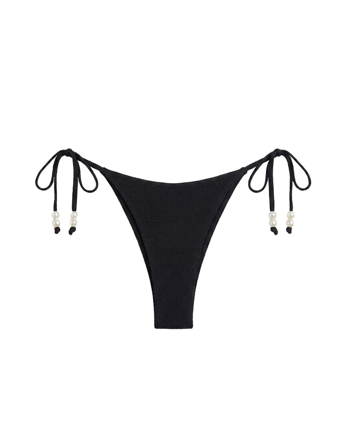 LSPACE Lucia bikini bottom in black, off-model flat lay.