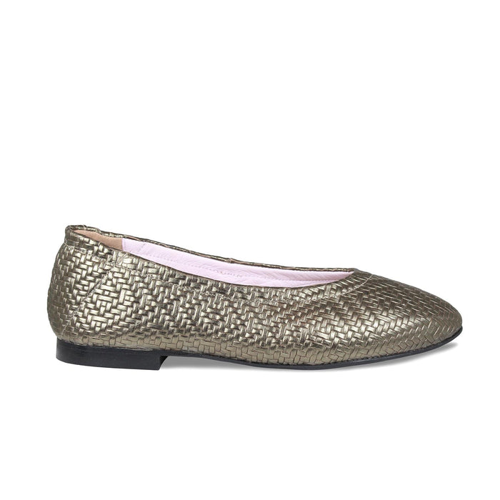 Luna: Pewter Weave Leather Shoes Sole Bliss