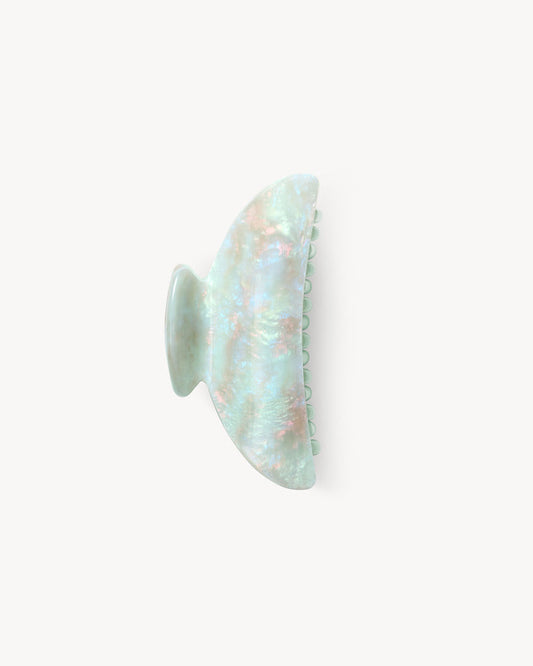 Off-model side profile view of the Machete Midi Claw in astral mint.
