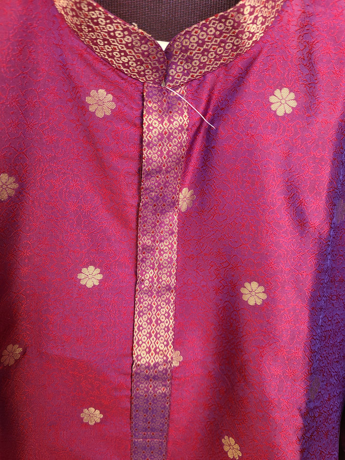 Magenta Banarasi Silk Kurta