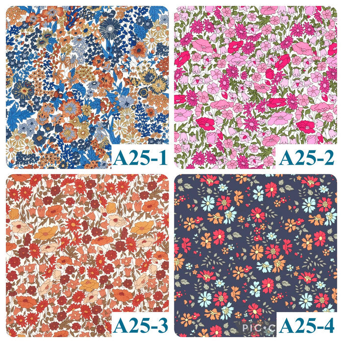 Mandarin Collar Liberty Blouse Floral Print 3/4 Sleeves